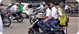 Triple Riding on Two-Wheeler